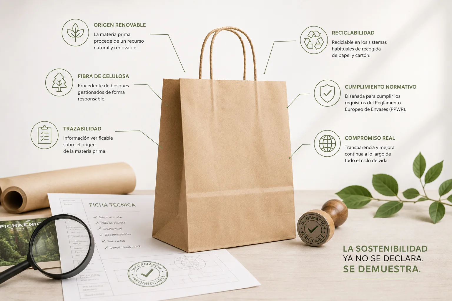 Infografía de las características de sostenibilidad que hay que demostrar