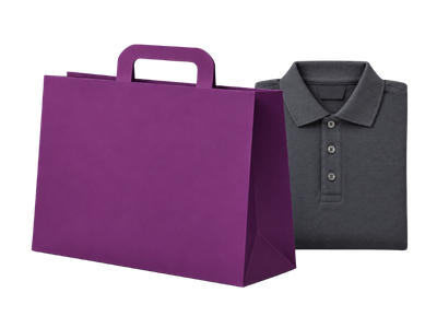 bolsa de papel con ropa de marca