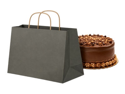 Bolsa de papel con un pastel