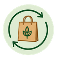 icono de una bolsa de papel siendo reutilizada